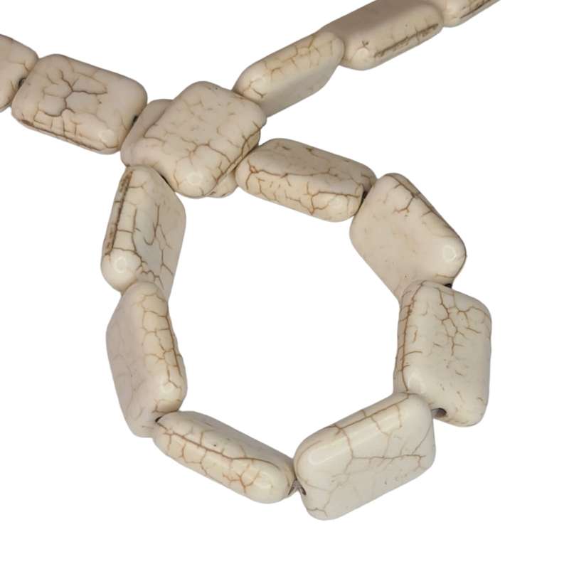 Cream Howlite bead string, rectangular shape, 13x18mm, 38cm