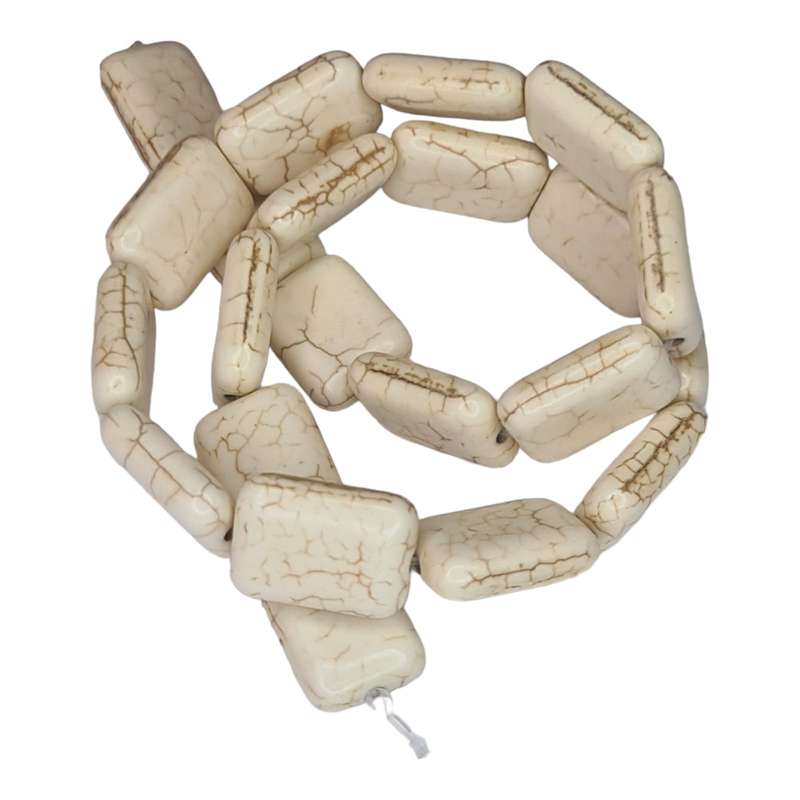 Cream Howlite bead string, rectangular shape, 13x18mm, 38cm