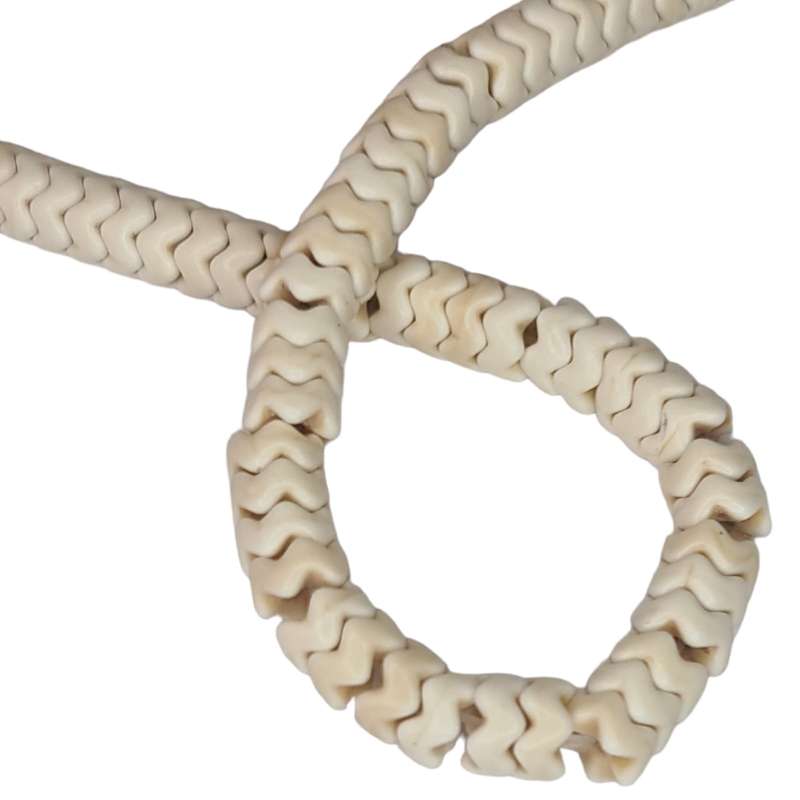 Cream Howlite rondelle bead string, zig-zag, 4x6mm, 38cm