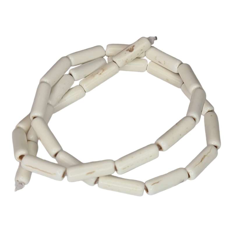 Cream Howlite bead string, cylinders, 5x13mm, 38cm