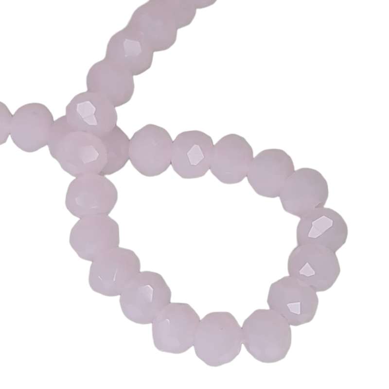 Glass bead string, faceted, rondelle, 5x6mm, pink, 40cm