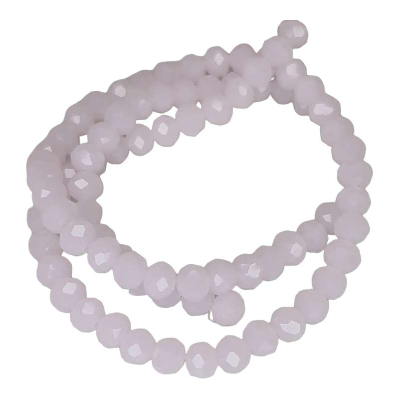 Glass bead string, faceted, rondelle, 5x6mm, pink, 40cm