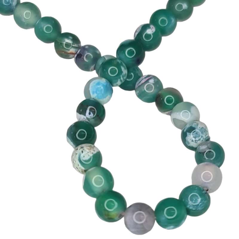 Spotted green Agate bead string, round, 6mm, 38cm
