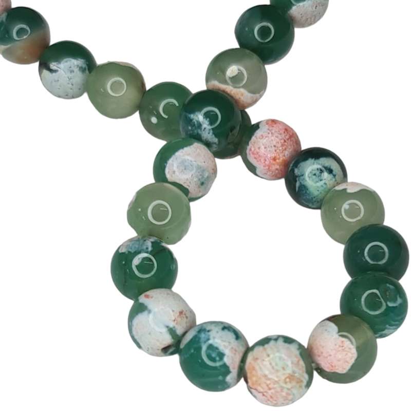 Spotted green Agate bead string, round, 8mm, 38cm