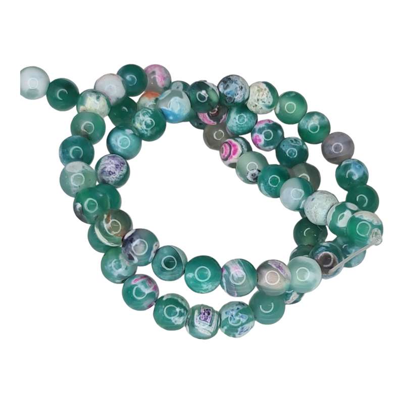 Spotted green Agate bead string, round, 6mm, 38cm