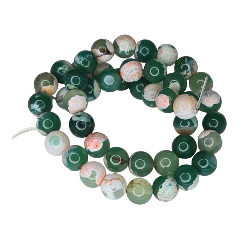 Spotted green Agate bead string, round, 8mm, 38cm