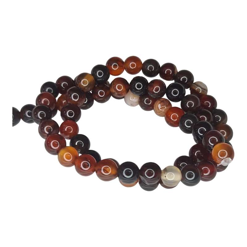 Dark Carnelian bead string, round, 6mm, 38cm