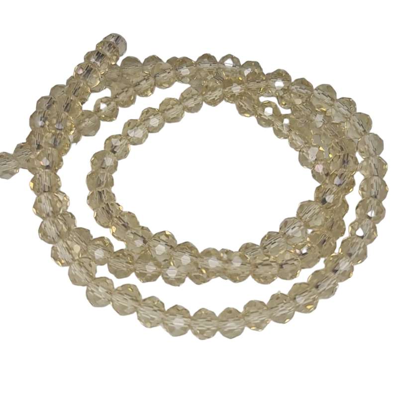 Glass bead string, faceted, rondelle, 4x5mm, citrine, 40cm