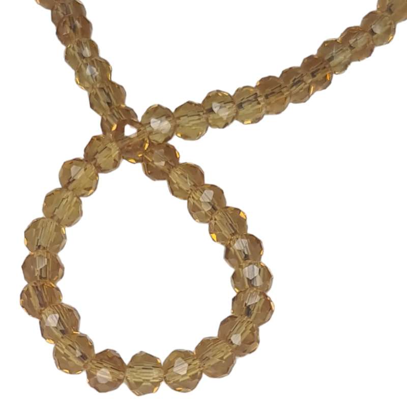Glass bead string, faceted, rondelle, 4x5mm, topaz, 40cm