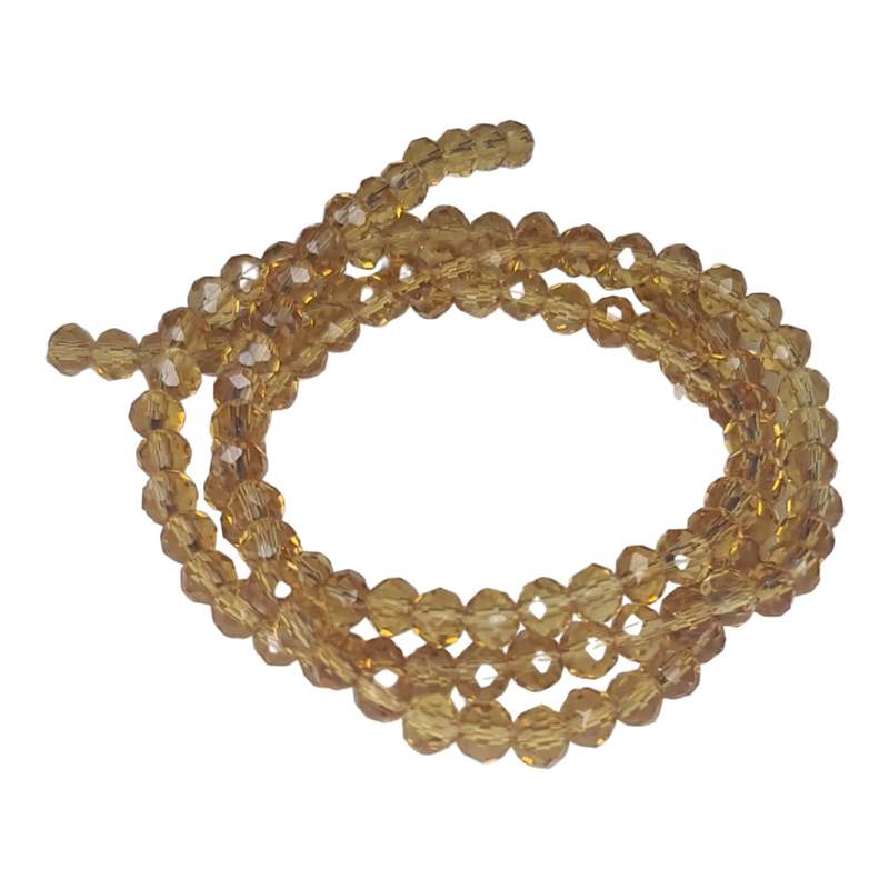 Glass bead string, faceted, rondelle, 4x5mm, topaz, 40cm