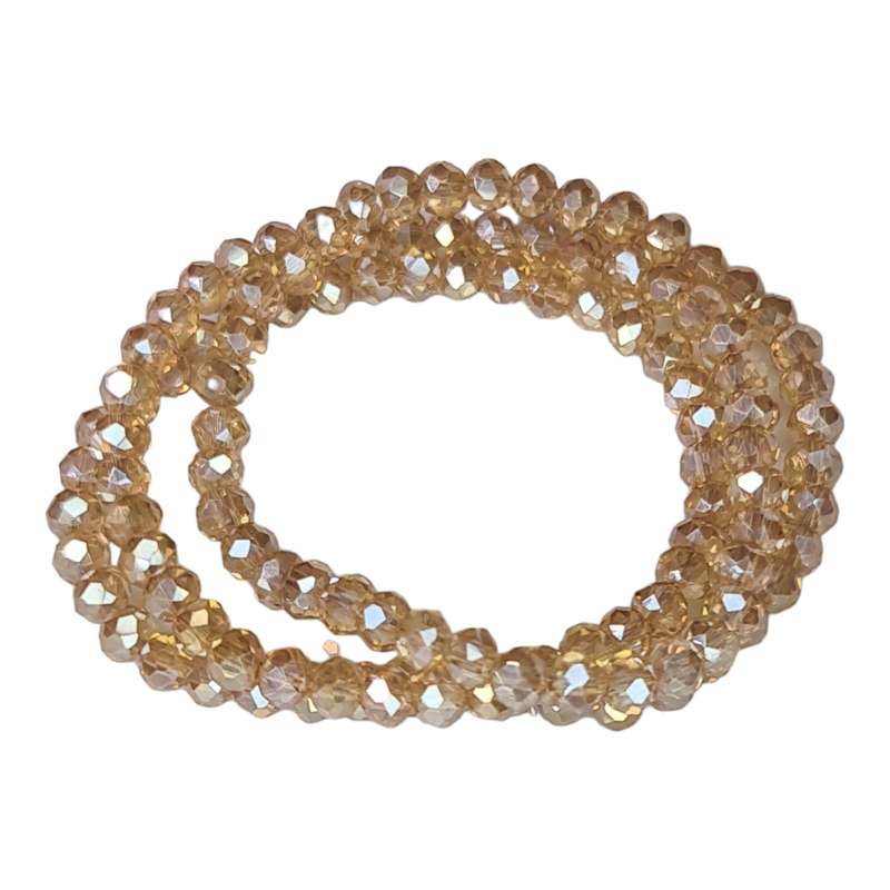 Glass bead string, faceted, rondelle, 4x5mm, light topaz, 40cm