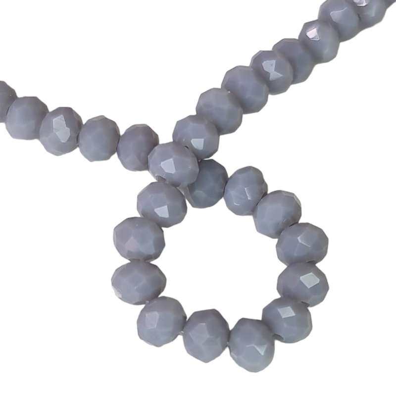 Glass bead string, faceted, rondelle, 5x6mm, light indigo, 40cm