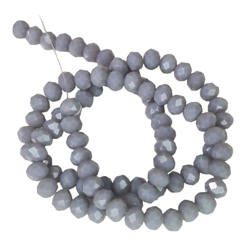 Glass bead string, faceted, rondelle, 5x6mm, light indigo, 40cm