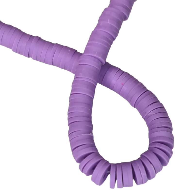 Rubber bead string, discs, 1x6mm, purple, 40cm