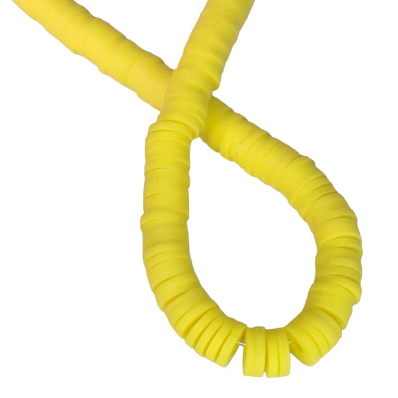 Rubber bead string, discs, 1x6mm, yellow, 40cm