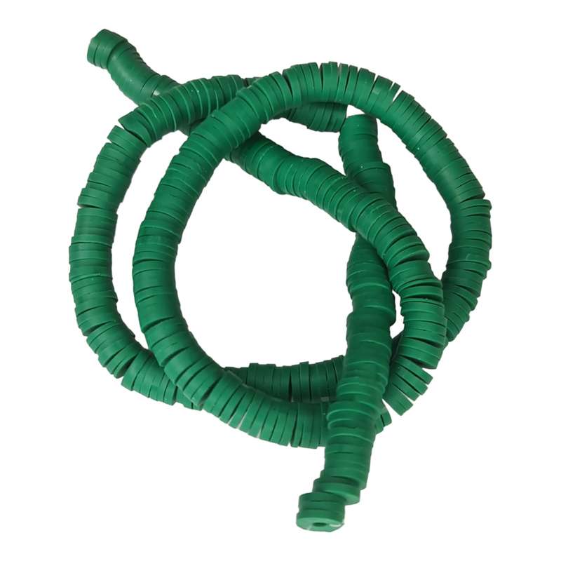 Rubber bead string, discs, 1x6mm, green, 40cm