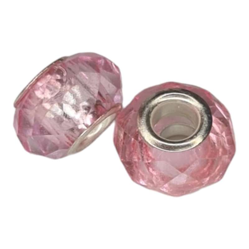 European glass faceted bead, pink, 9x15mm, 5mm hole