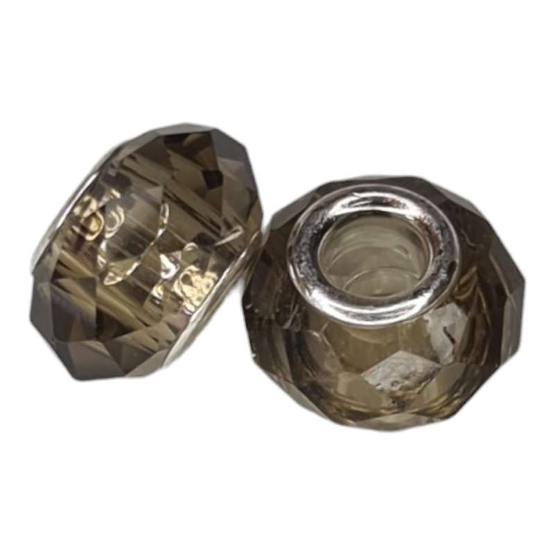 European glass faceted bead, smoky, 9x15mm, 5mm hole