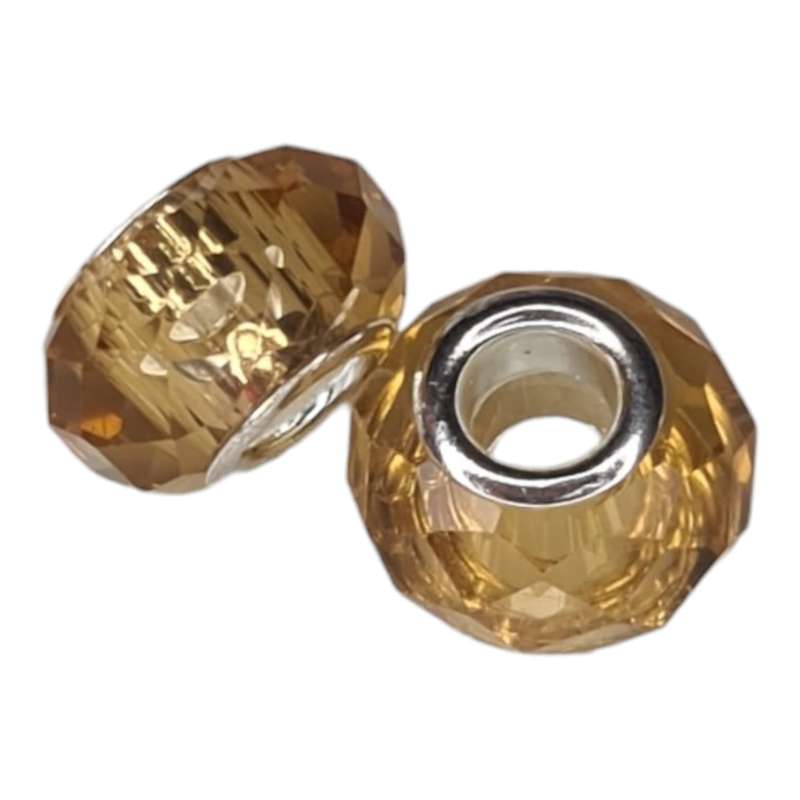 European glass faceted bead, topaz, 9x15mm, 5mm hole