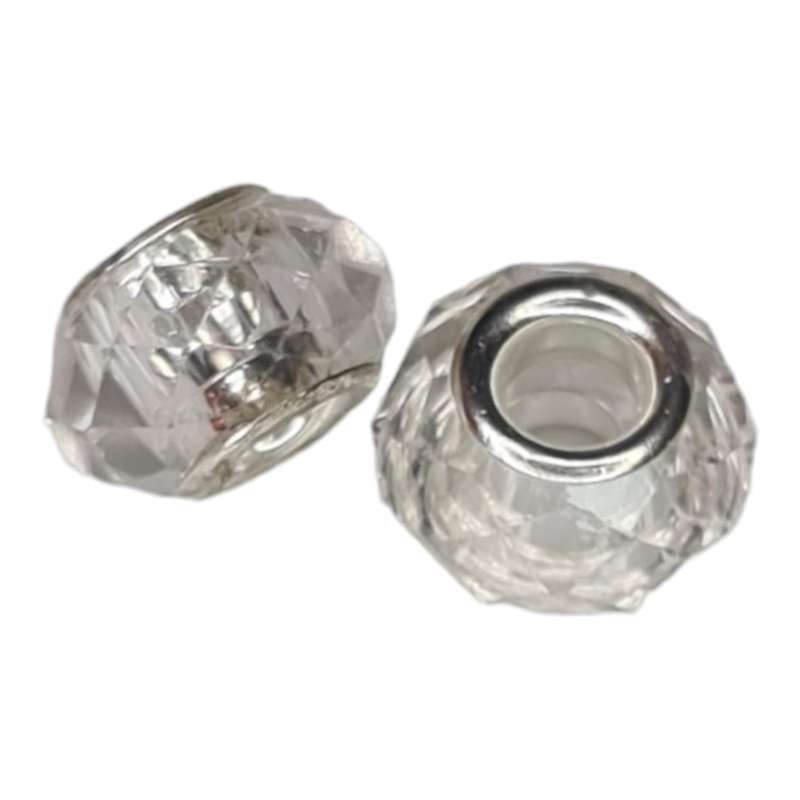 European glass faceted bead, clear, 9x15mm, 5mm hole