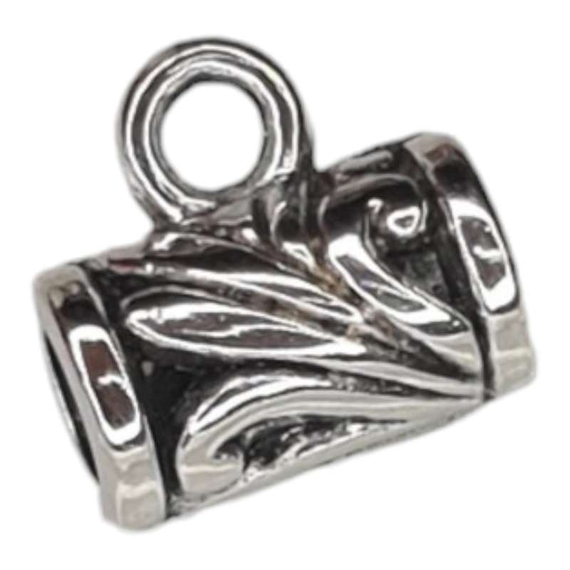Tube bail w ring, filigree design, 11x12mm, 4mm hole