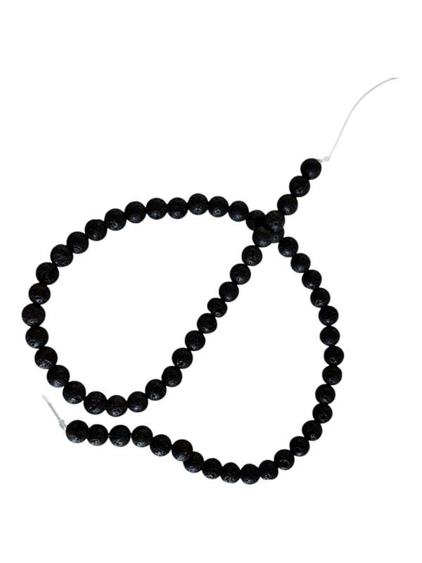 Black Lava bead string, 6mm, round, 40cm