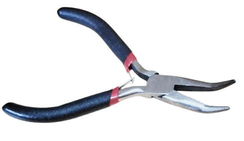 Bent flat nose beading pliers, curved