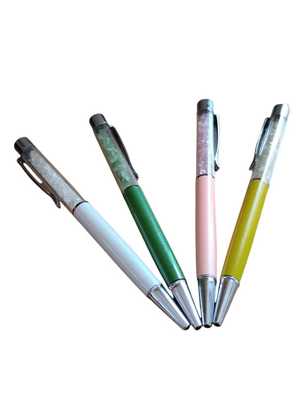 Pen with assorted gemstone chips