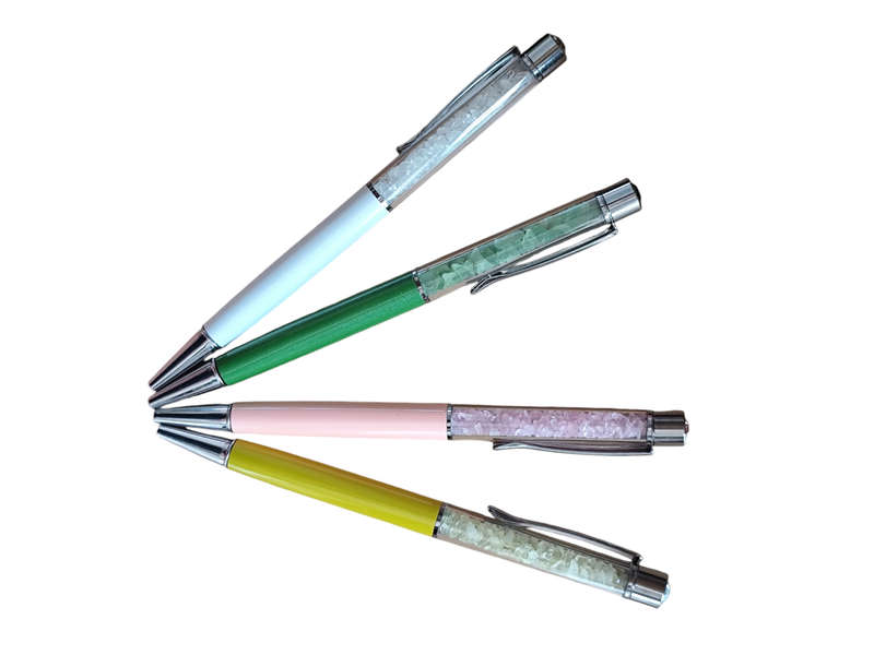 Pen with assorted gemstone chips