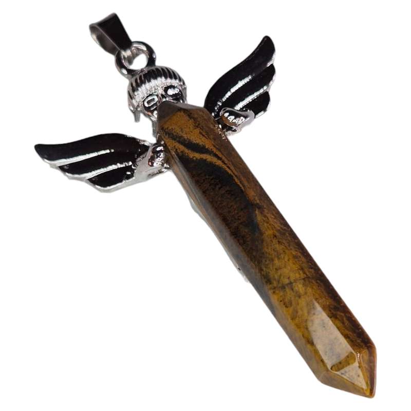 Cherub point pendant, Tiger Eye, 60mm