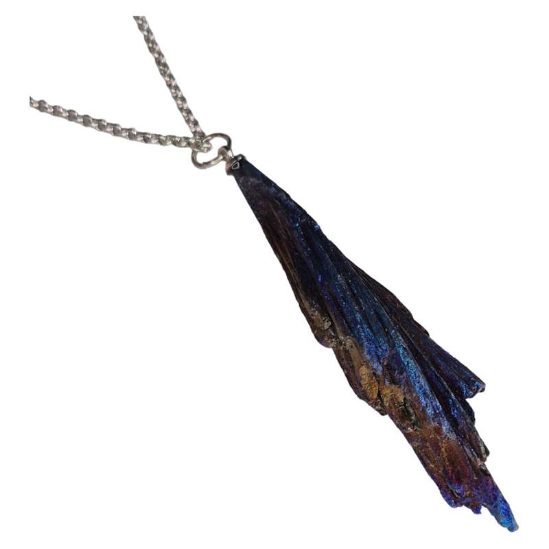 Tourmaline necklace on chain, blue aura, 45cm