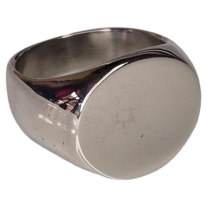 Stainless steel gents signet ring, plain.