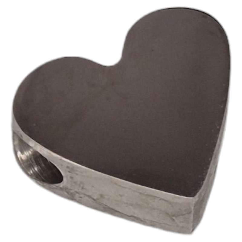 Heart bead in stainless steel, 11x13mm