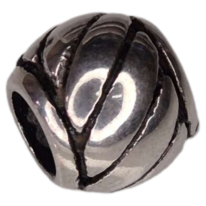 Barrel bead in stainless steel, twist design, 8x10mm