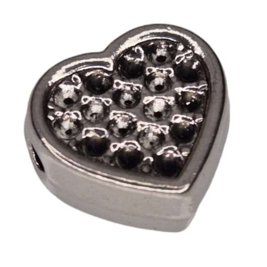 Heart bead in stainless steel, 14mm
