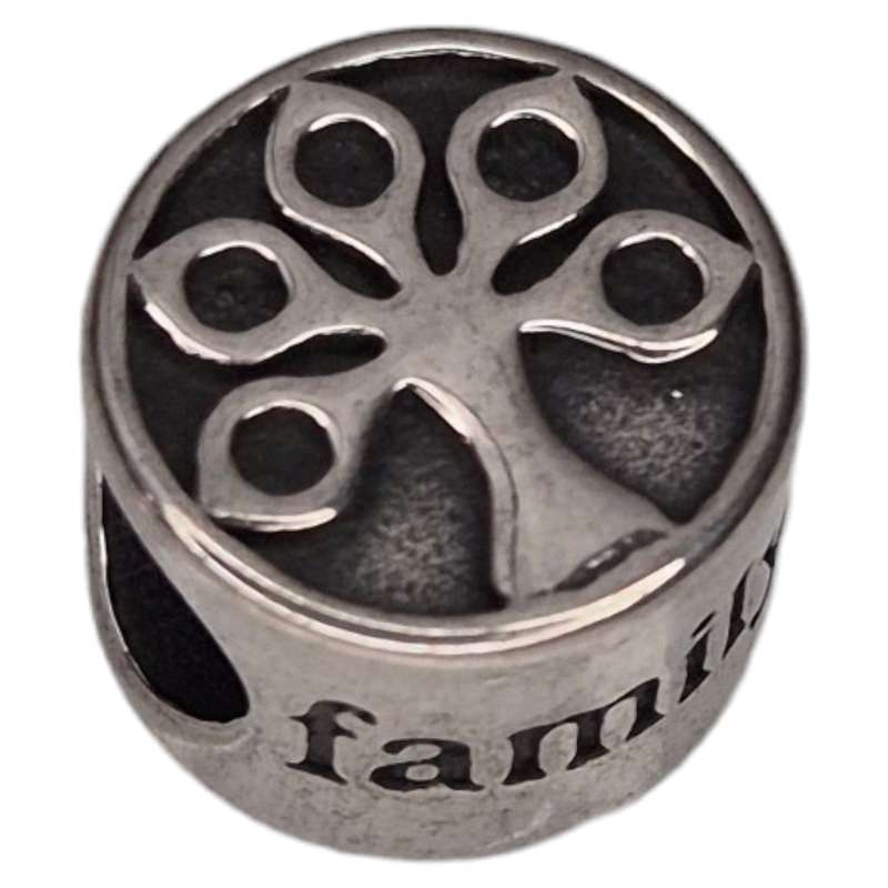Bead in stainless steel, tree design, 11mm