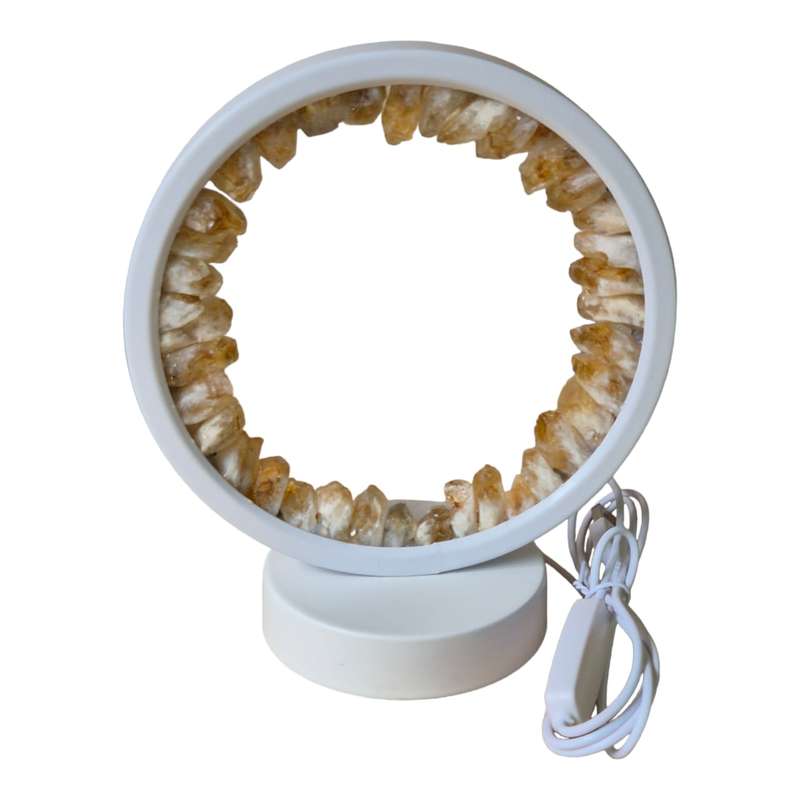 LED Ring night light w rough crystals, Citrine, USB