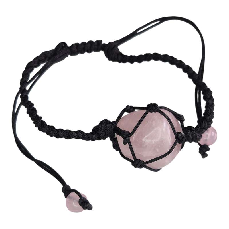 Woven tumble bracelet, Rose Quartz, adjustable