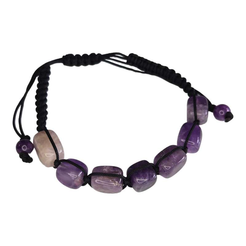 Woven tumble bracelet, Amethyst, adjustable