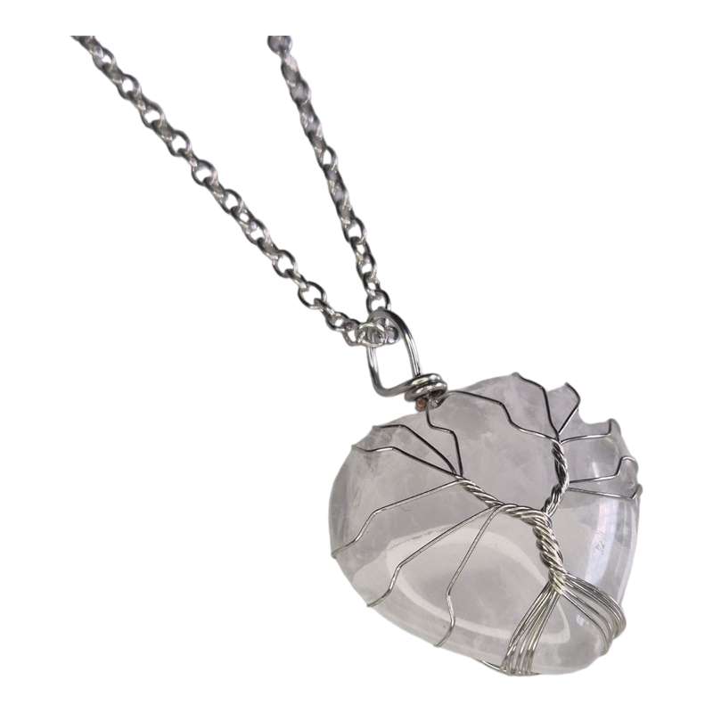 Quartz heart necklace, 45cm