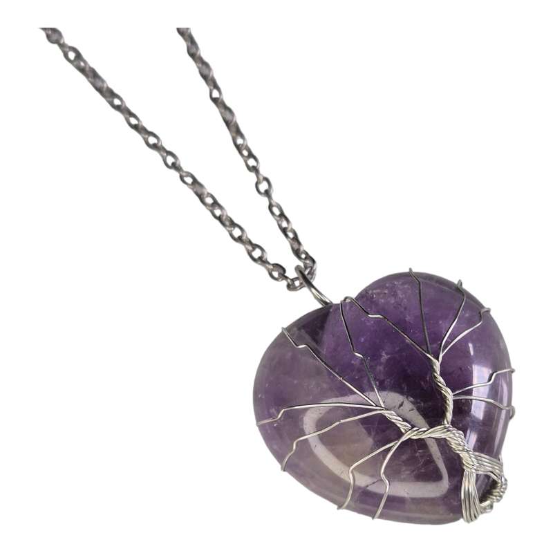 Amethyst heart necklace, 45cm