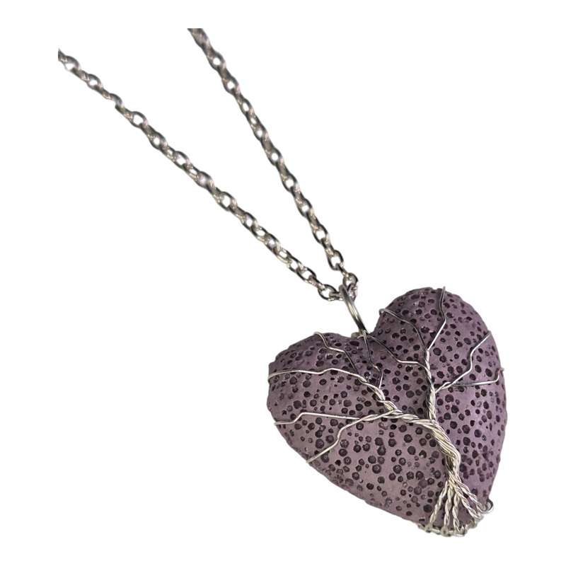 Lava heart necklace, purple, 45cm