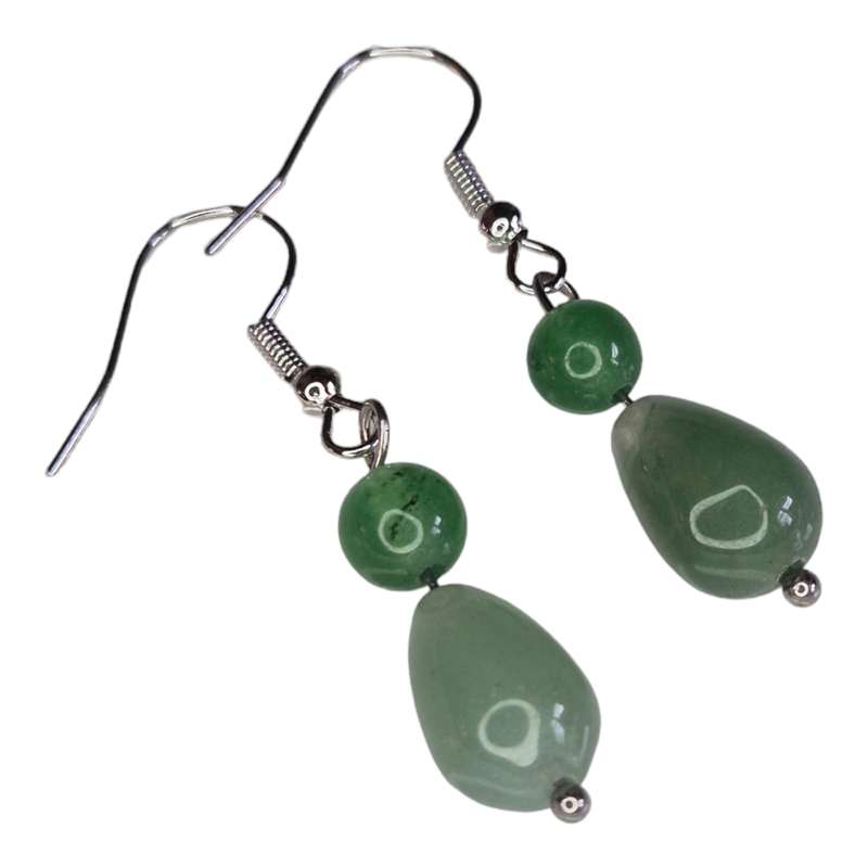 Drop earrings, Aventurine, 42mm