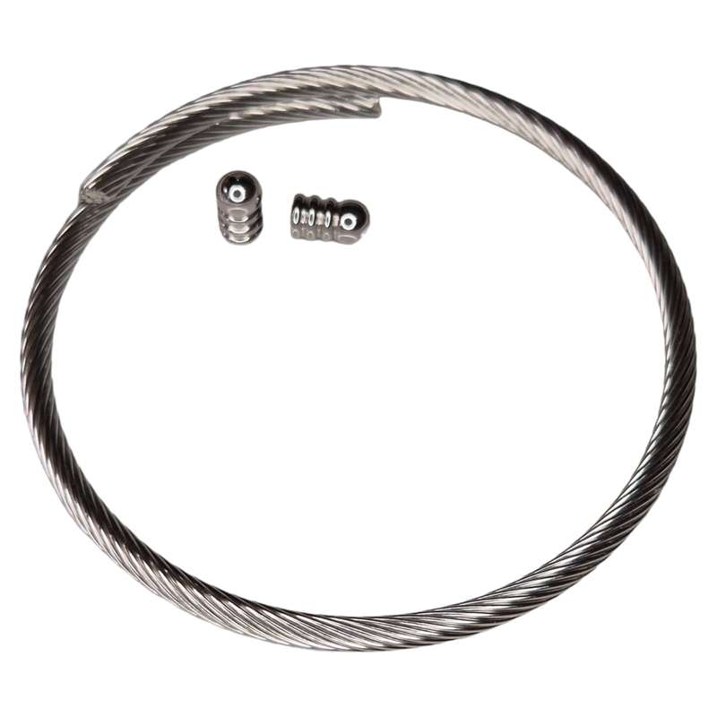 Stainless steel cable bangle, diy end caps