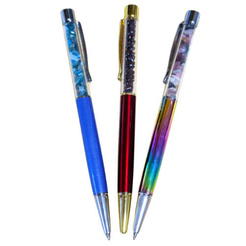 Pen with assorted gemstone chips