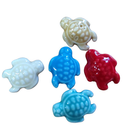 Ceramic Turtle bead, assorted colors 18mm