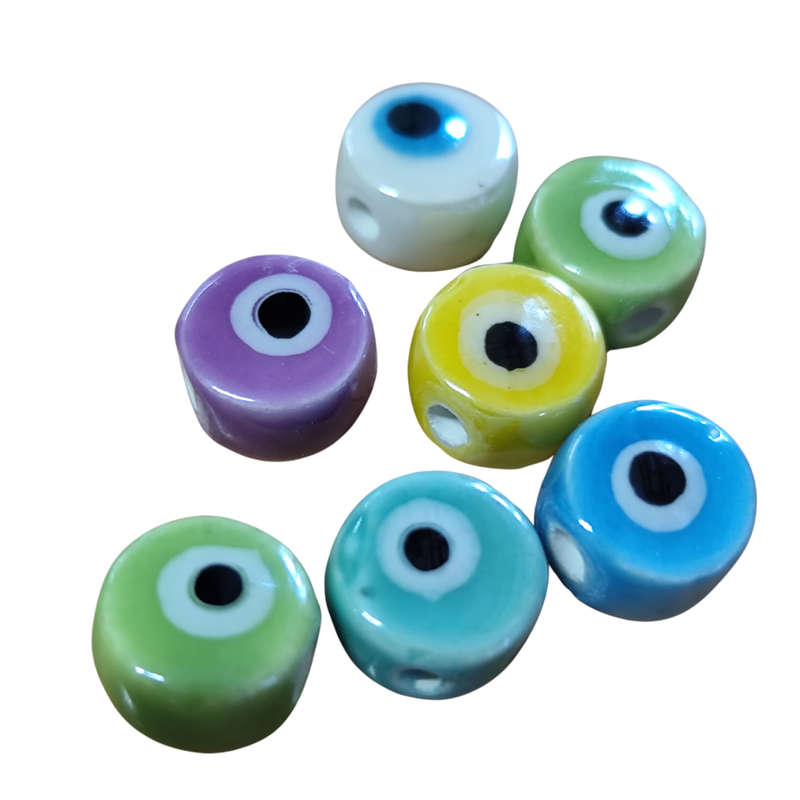 Ceramic Evil Eye bead, assorted colors 11mm