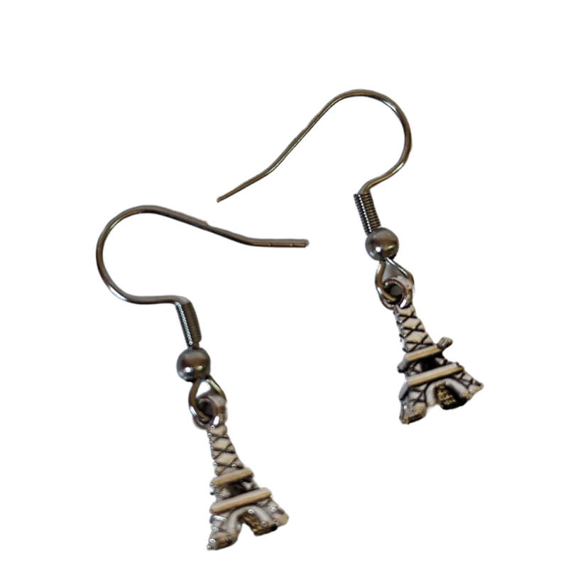 Eiffel tower Earrings, hook stainless steel 14mm