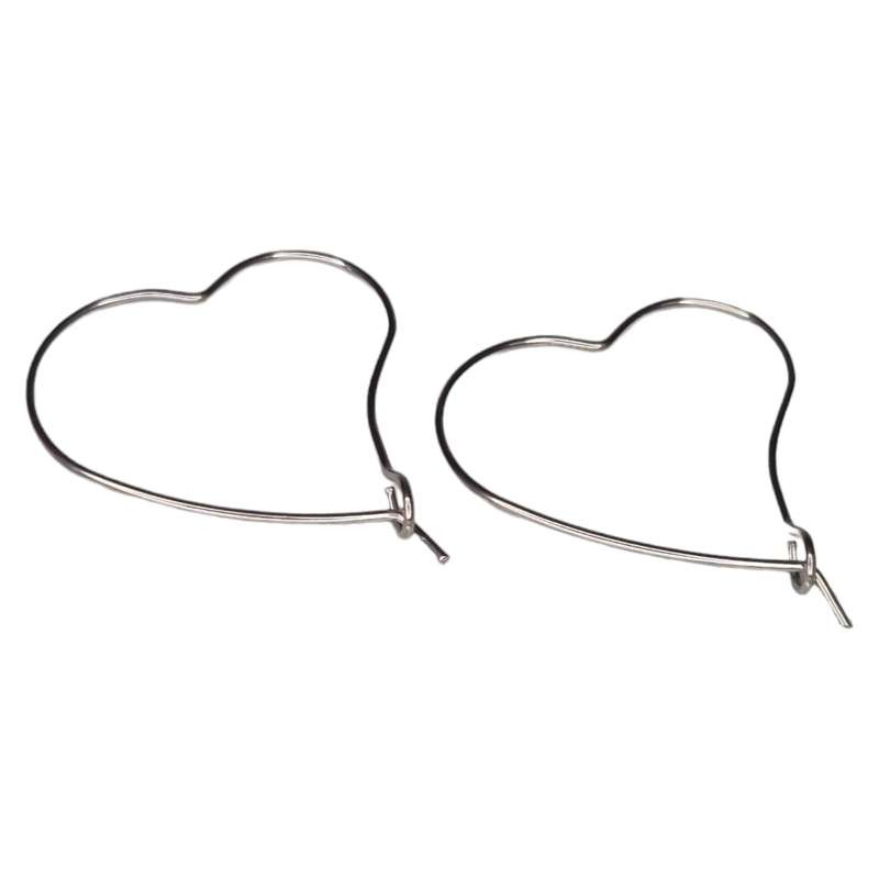 2x Sheperds hook pair in stainless steel, heart shaped, 30mm