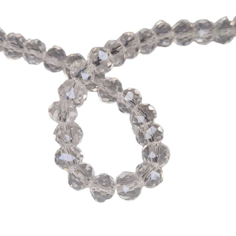 Glass bead string, faceted, rondelle, 5x7mm, clear AB, 40cm